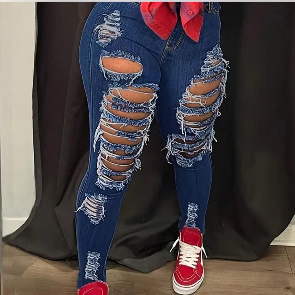 Distressed Blue Jeans for Women